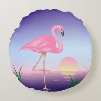 Pink Flamingo Round Pillow by FantasyPillows at Zazzle