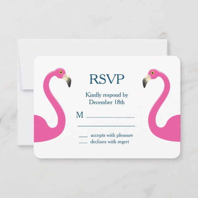 Pink Flamingo RSVP Card (Front)