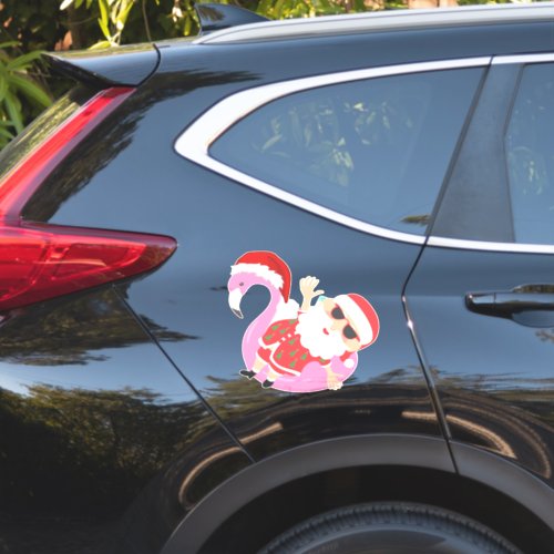 Pink Flamingo Santa Claus Christmas Vacation Sticker