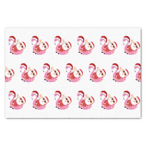 Pink Flamingo Santa Claus Christmas Vacation Tissue Paper