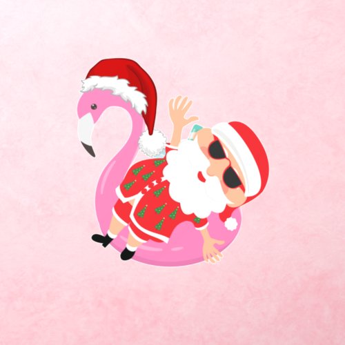 Pink Flamingo Santa Claus Christmas Vacation Wall Decal