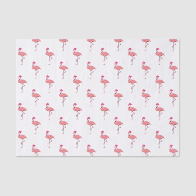 Pink Flamingo Santa Claus Pattern Tissue Paper (Front)