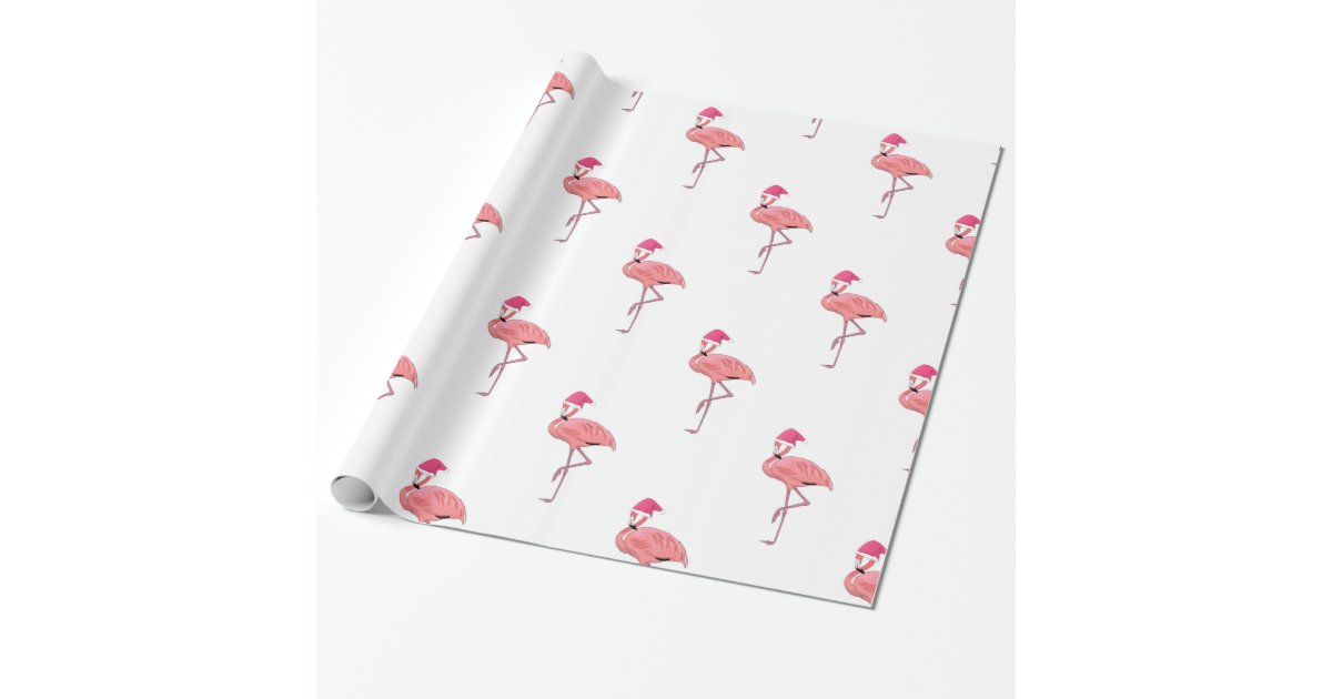 Pink Flamingo Santa Claus Wrapping Paper | Zazzle