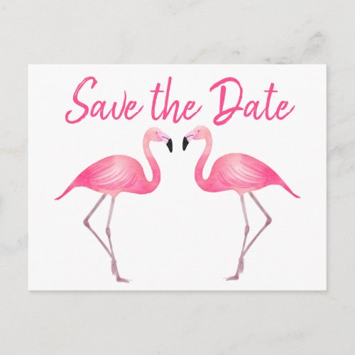 Pink Flamingo Save The Date Engagement Wedding Announcement Postcard
