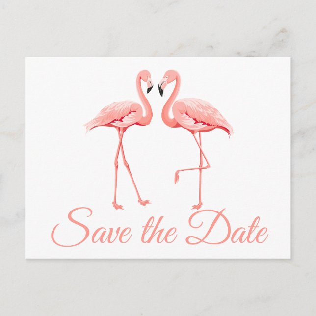 Pink Flamingo Save The Date Engagement Wedding Announcement Postcard (Front)