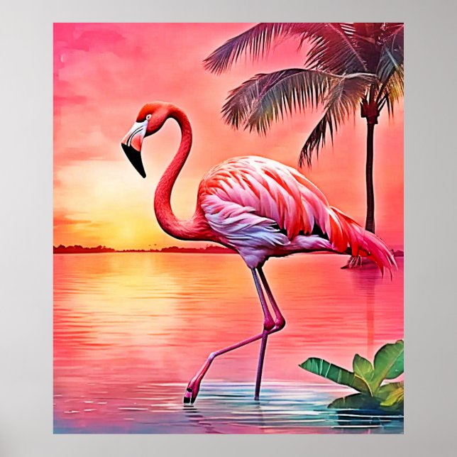 Pink Flamingo Scene Design Poster (Front)