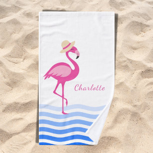 Flamingo Hand Towels 2 Hand Towels, Beachy Hand Towels, Embroidered Towels.  7 Colors to Choose From. Nice Towels. Add a Name 