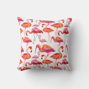 Pink flamingo, seamless pattern design. throw pillow