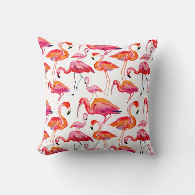 Pink flamingo, seamless pattern design. throw pillow (Front)