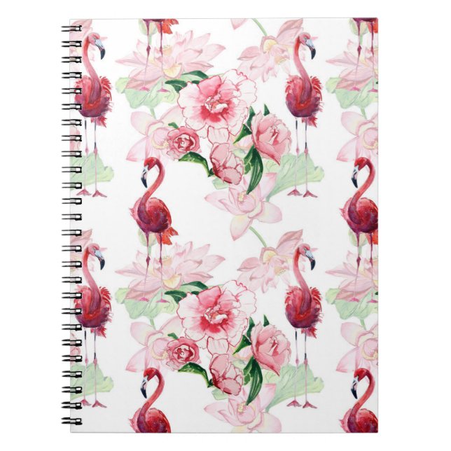 Pink Flamingo: Seamless Pattern Elegance Notebook (Front)
