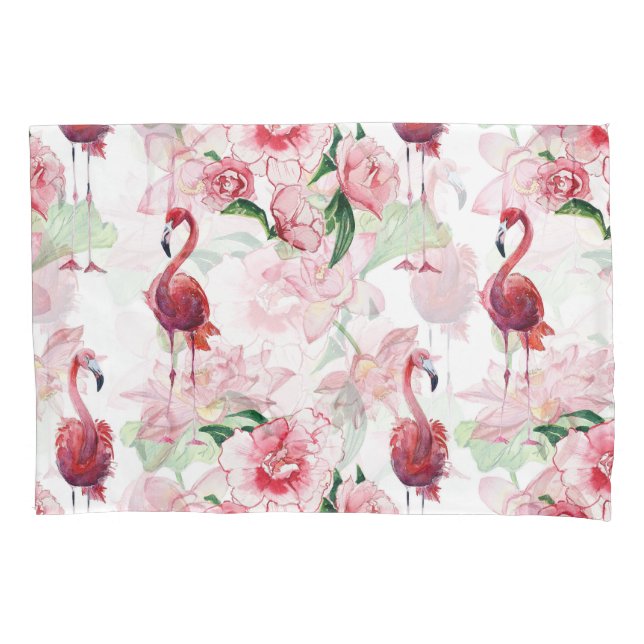 Pink Flamingo: Seamless Pattern Elegance Pillow Case (Front)
