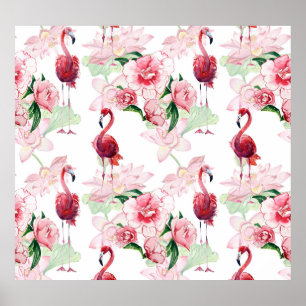 Pink Flamingo: Seamless Pattern Elegance Poster