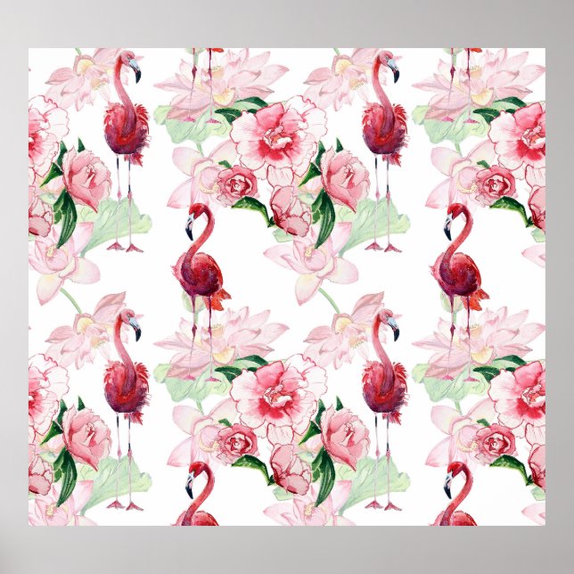 Pink Flamingo: Seamless Pattern Elegance Poster (Front)