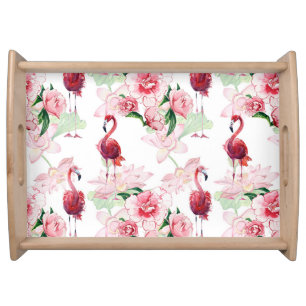 Pink Flamingo: Seamless Pattern Elegance Serving Tray