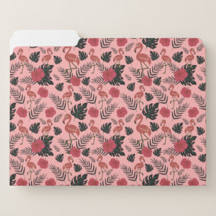 Pink flamingo seamless pattern flowers and leaves file folder