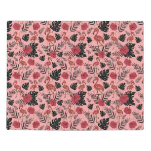 Pink flamingo seamless pattern flowers and leaves jigsaw puzzle