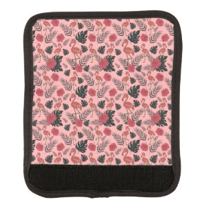 Pink flamingo seamless pattern flowers and leaves luggage handle wrap