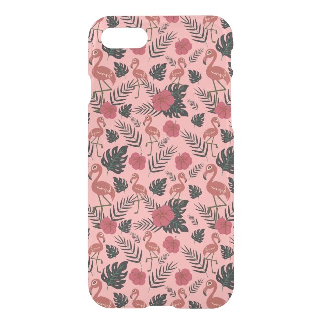 Pink flamingo seamless pattern flowers and leaves uncommon iPhone case (Back)