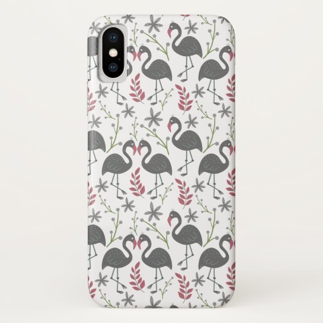 Pink flamingo seamless pattern flowers, leaves Case-Mate iPhone case (Back)