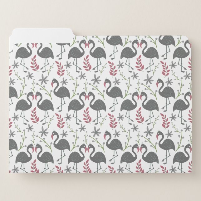Pink flamingo seamless pattern flowers, leaves file folder (Front Left)