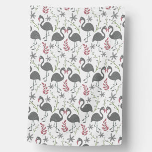Pink flamingo seamless pattern flowers, leaves house flag