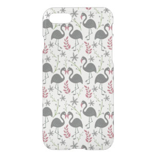 Pink flamingo seamless pattern flowers, leaves iPhone SE/8/7 case