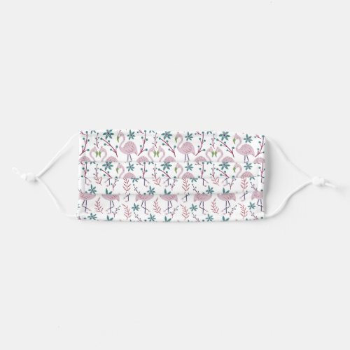 Pink flamingo seamless pattern on white background adult cloth face mask