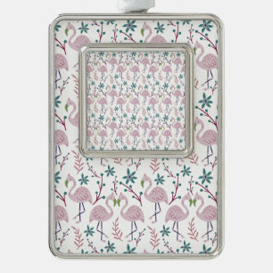 Pink flamingo seamless pattern on white background christmas ornament