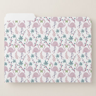 Pink flamingo seamless pattern on white background file folder