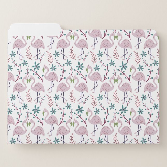 Pink flamingo seamless pattern on white background file folder (Front Left)