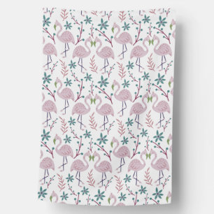 Pink flamingo seamless pattern on white background house flag