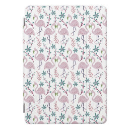 Pink flamingo seamless pattern on white background iPad pro cover