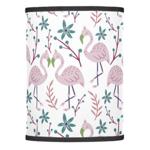 Pink flamingo seamless pattern on white background lamp shade