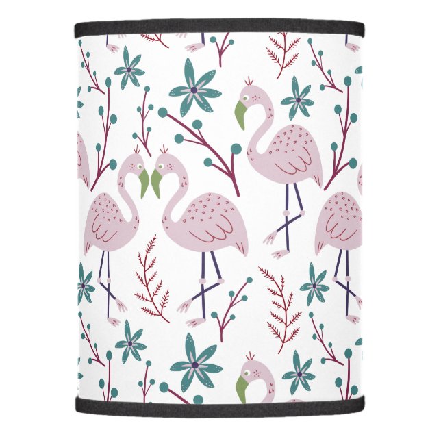 Pink flamingo seamless pattern on white background lamp shade (Front)