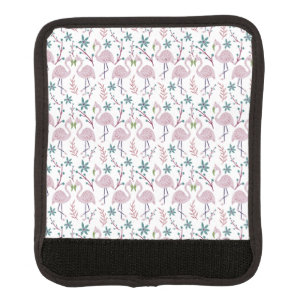 Pink flamingo seamless pattern on white background luggage handle wrap