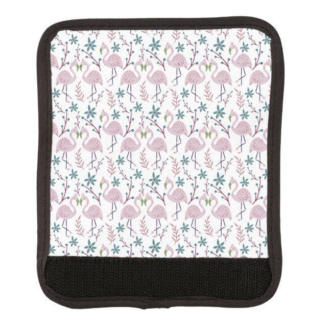 Pink flamingo seamless pattern on white background luggage handle wrap (Front)