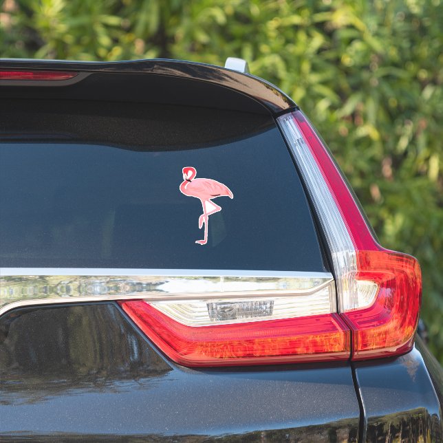 Pink Flamingo Shape Cut Out Sticker (Car Side)