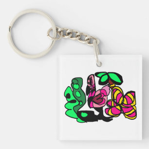 Pink flamingo show vibe keychain