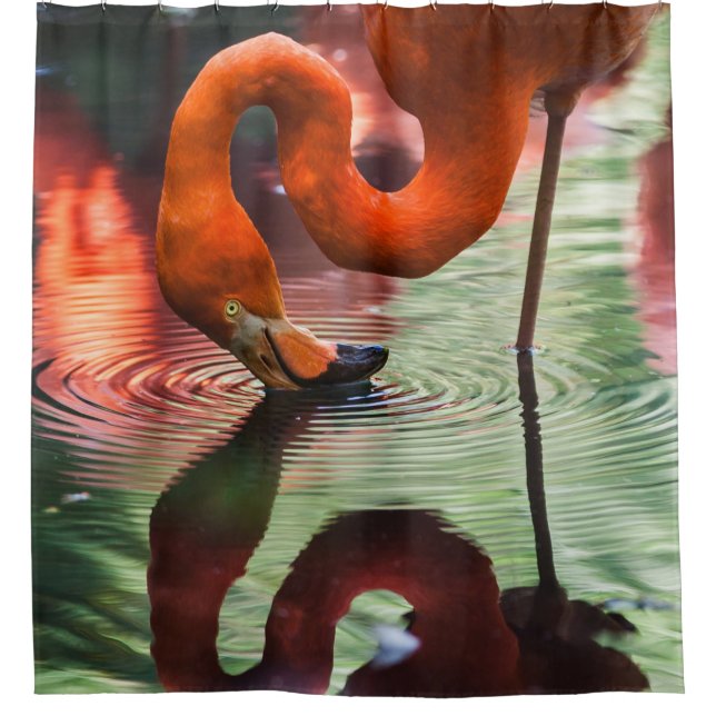 PINK FLAMINGO SHOWER CURTAIN (Front)