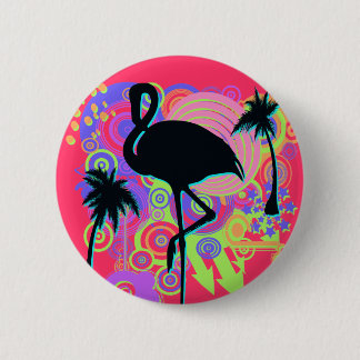 Pink Flamingo Silhouette Button