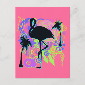 Pink Flamingo Silhouette Postcard