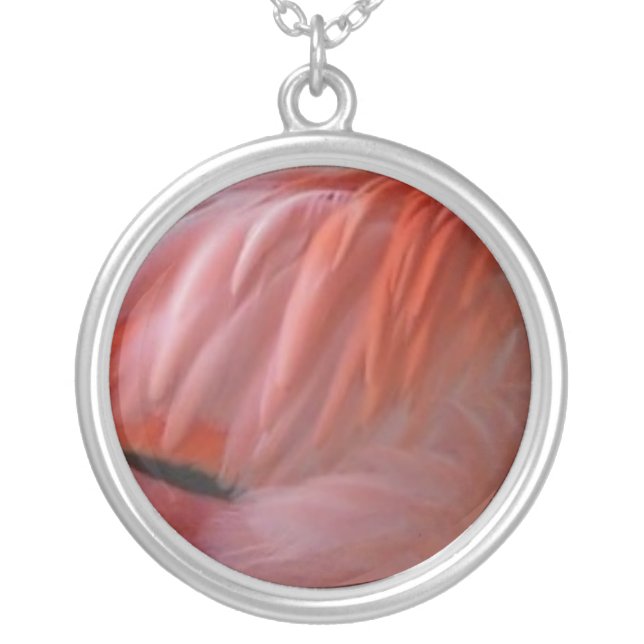 pink Flamingo Silver Plated Necklace (Front)