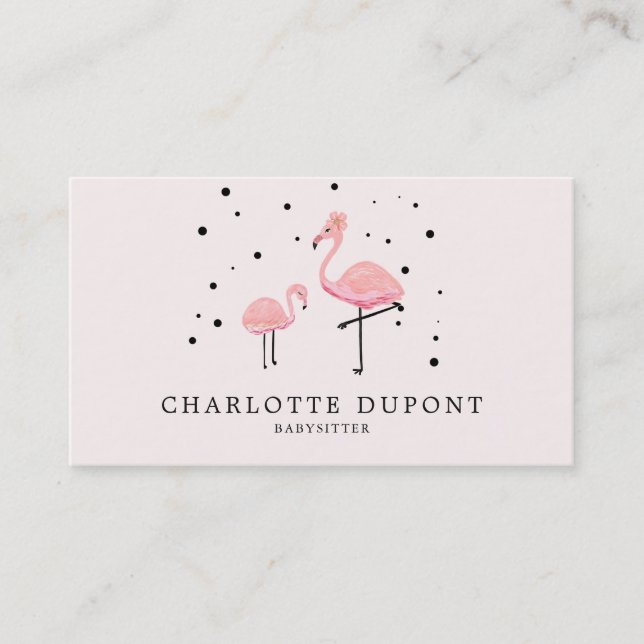 Pink Flamingo Simple Business Card (Front)