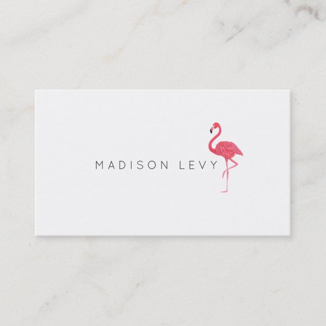 Pink Flamingo Simple Chic Business Cards (Front)