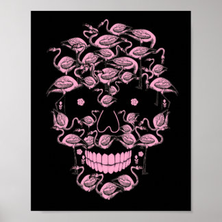 Pink Flamingo Skulls Flamingo Lover Halloween Poster