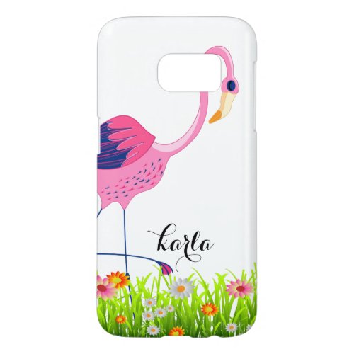 Pink Flamingo  Spring Flowers Samsung Galaxy S7 Case