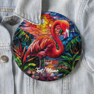 Pink Flamingo Stain Glass Design Pin 
