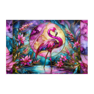 Pink Flamingo Stained Glass Mosaic Acrylic Print