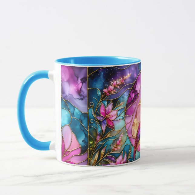 Pink Flamingo Stained Glass Mosaic Mug (Left)