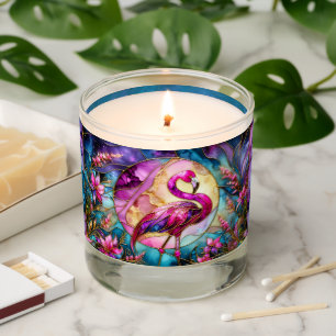 Pink Flamingo Stained Glass Mosaic Scented Candle